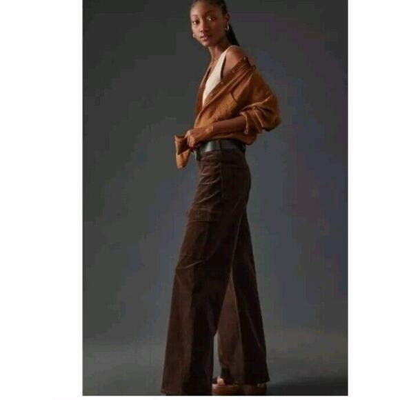 MOTHER The Undercover Cargo Wide Leg Corduroy Sneak in Mole Size 33 - Picture 3 of 5